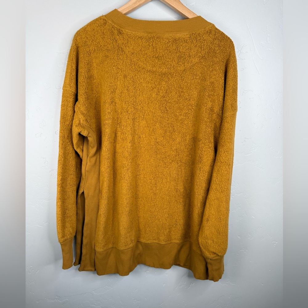 Aerie Coziest Crew Sherpa Velour Oversized Side Slit Sweatshirt Size M - Picture 5 of 11
